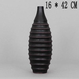 Black resin creative abstract Retro flowers vase pot vintage home decor crafts room decoration large floor vase resin figurines