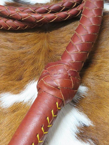 Genuine Leather Handcrafted Tan Cowboy Bullwhip