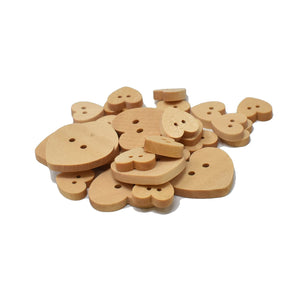 Assorted Craft Wood Heart Buttons, Natural, 25-Piece