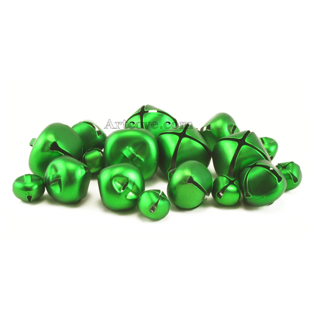 Craft Small Green Jingle Bells Assorted Sizes 1/2, 3/4 and 1 inch 19 Pieces