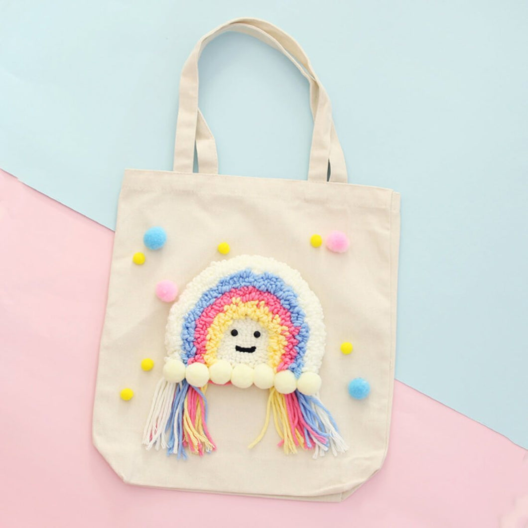 DIY Rug Hooking Punch Needle Handcraft- Rainbow Bag