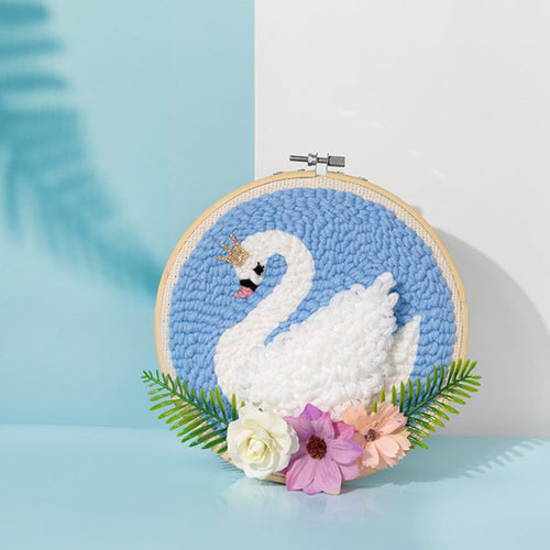 DIY Rug Hooking Punch Needle Handcraft- Swan