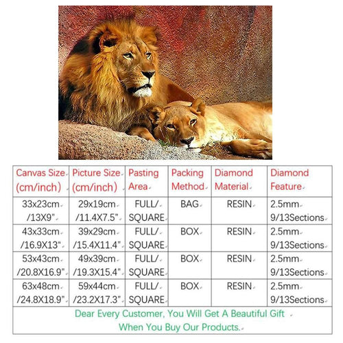 Diamond Painting 5D DIY Embroidery Diamond Square Full Lions Decoration Crafts&Sewing Needlework Wall Painting  Crpsen Arts