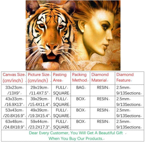 Diamond Painting,5D,DIY,Embroidery,Full,Square,Beauty and Tiger,Diamond Mosaic,Crafts&Sewing,Needlework,Wall Painting,Art,s