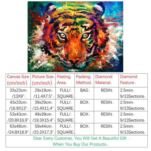 Diamond Painting 5D DIY Embroidery Full Square The Tiger Head Home Decoration Crafts&Sewing Needlework Wall Painting Arts