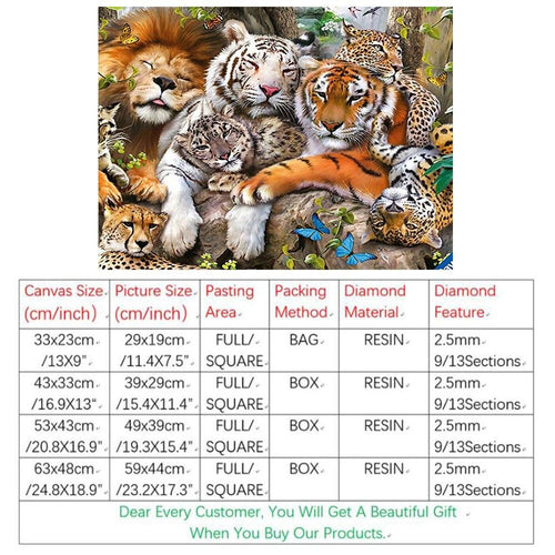 Diamond Painting,5D,DIY,Embroidery,Full,Square,Tigers&Lions,Diamond Mosaic,Crafts&Sewing,Needlework,Wall Painting,Arts,Crpsen