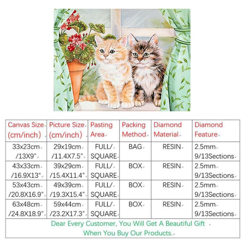 Diamond Painting 5D Embroidery Full Square Diamond Animal Cat DIY  Art Crafts&Sewing Needlework Cross Sticth Wall Painting