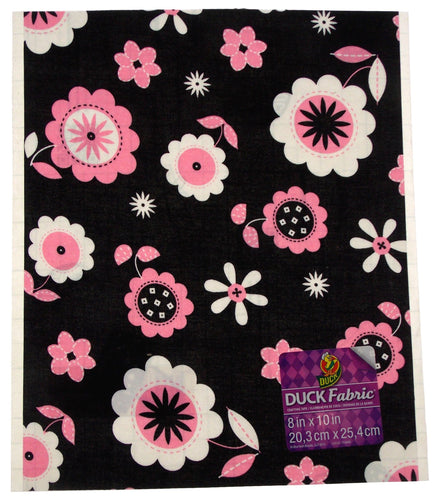 Duck Fabric Crafting Tape Lot of 24 Sheet Black Pink Floral 8 x 10