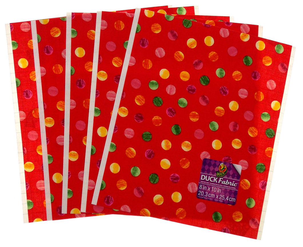 Duck Fabric Crafting Tape Lot 24 Sheet Red Coral Polka Dots 8 x 10