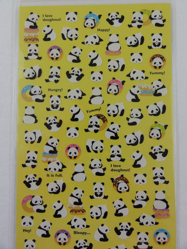 Cute Kawaii Mind Wave Happy Hungry Panda Sticker Sheet - for Journal Planner Craft Scrapbook Notebook Organizer