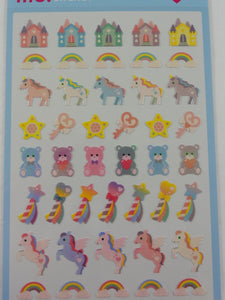 Cute Kawaii Mind Wave Unicorn Bear Sticker Sheet - for Journal Planner Craft Scrapbook Organizer Calendar Notebook