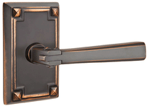 Load image into Gallery viewer, Arts &amp; Crafts Lever With Rectangular Rosette (Several Finish Options)
