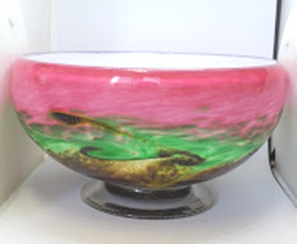 Arte Vargas Handcrafted Glass Footed Bowl