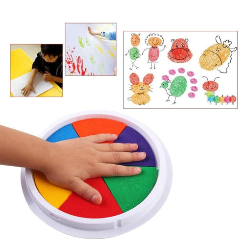 Funny 6 Colors Ink Pad Stamp DIY Finger Painting Craft Cardmaking Large Round For Kids Learning Education Drawing Toys
