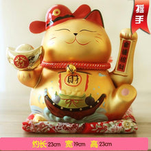 Load image into Gallery viewer, Genuine gold Japan Lucky Cat hand oversize ceramic ornaments shop opened 9 inch holiday gifts crafts