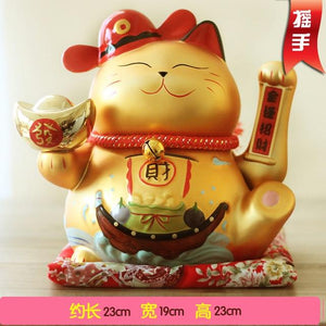 Genuine gold Japan Lucky Cat hand oversize ceramic ornaments shop opened 9 inch holiday gifts crafts