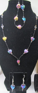 Beautiful handcrafted rainbow haematite heart beaded jewellery set