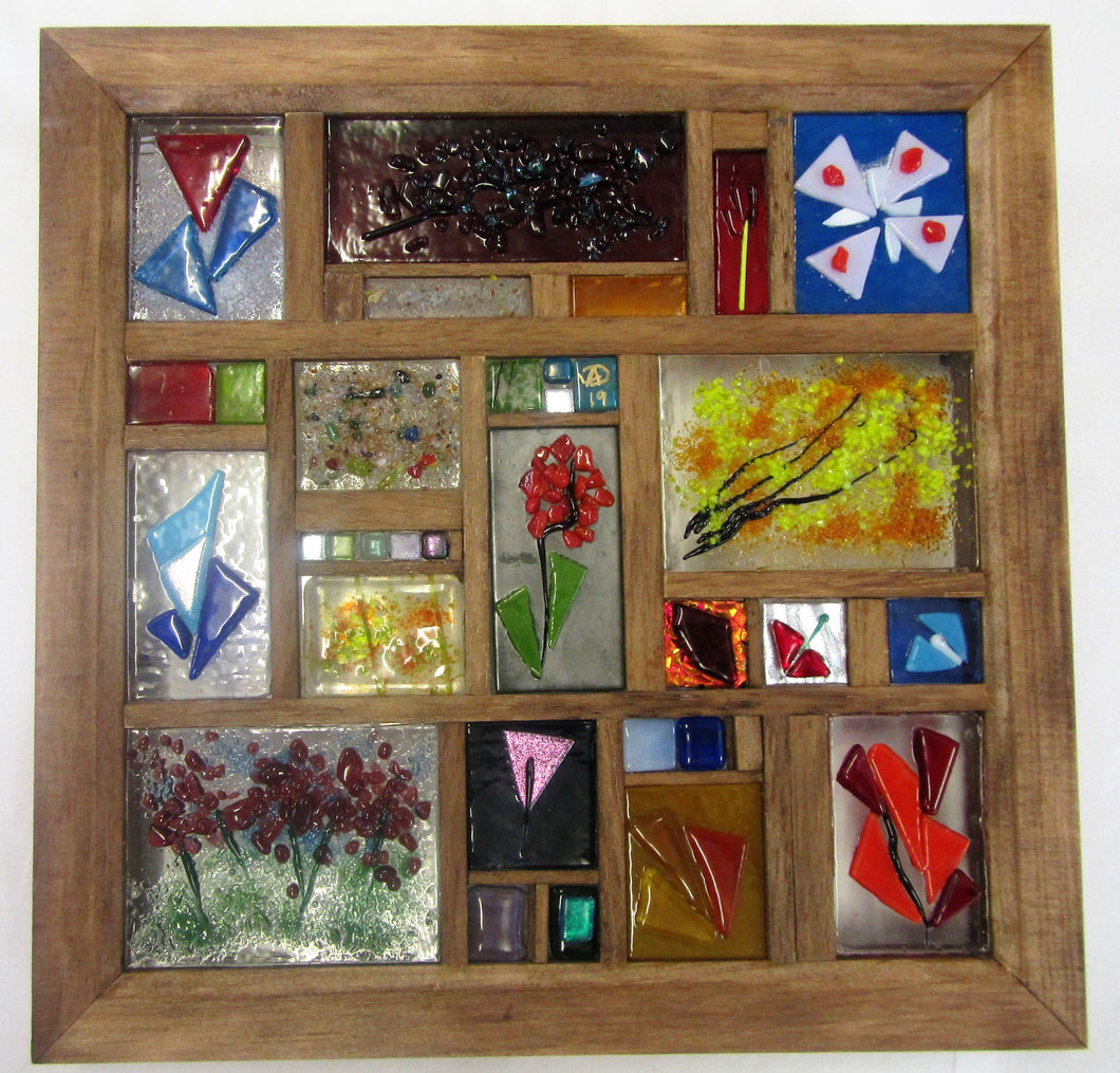Beautiful handcrafted fused glass panel picture