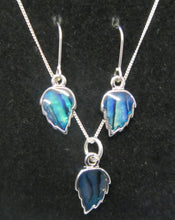 Load image into Gallery viewer, Beautiful handcrafted sterling silver blue abalone leaf jewellery set