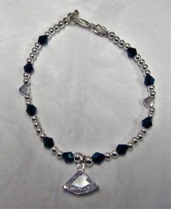 Beautiful handcrafted sterling silver bracelet with swarovski crystal and cubic zirconia drop