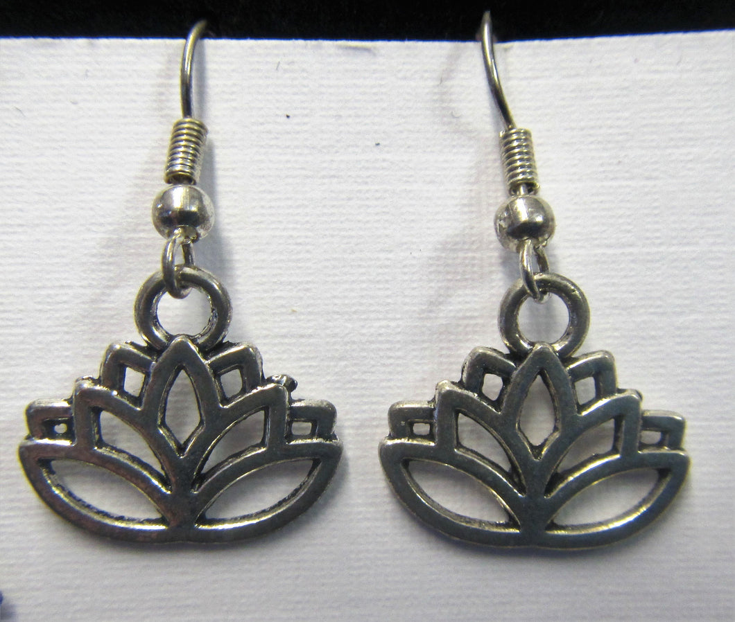 Beautiful handcrafted lotus flower earrings on sterling silver hooks