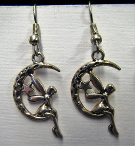 Beautiful handcrafted moon fairy earrings on sterling silver hooks