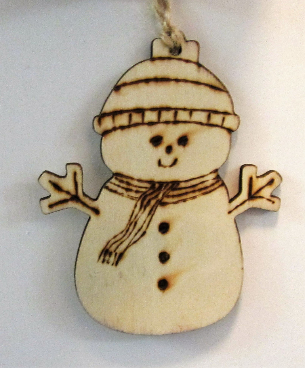 Beautiful handcrafted wooden snowman decoration