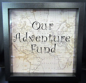 Beautiful handcrafted "Our adventure fund" money box