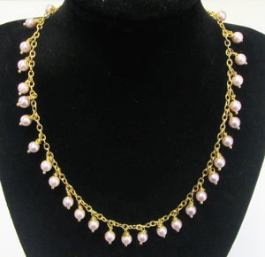 Beautiful handcrafted pink shell pearl necklace with clip clasp