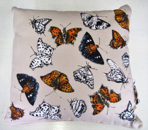 Beautiful handcrafted butterfly cushion with woven linen back
