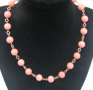 Beautiful handcrafted pink quartz knotted necklace with magnetic clasp