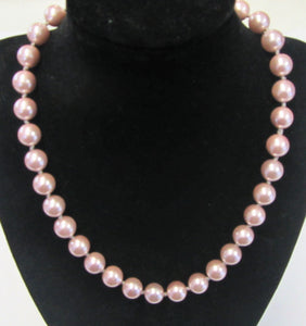 Beautiful handcrafted purple shell pearl knotted necklace with magnetic clasp