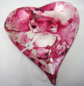 Ceramic handcrafted pink heart dish with "with love" imprinted