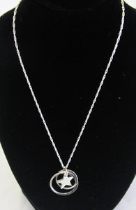 Beautiful handcrafted 925 sterling silver two circles and a silver star necklace
