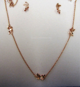 Beautiful handcrafted rose gold plated sterling silver butterfly jewellery set
