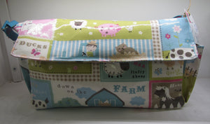 Beautiful handcrafted animal fabric nappy bag