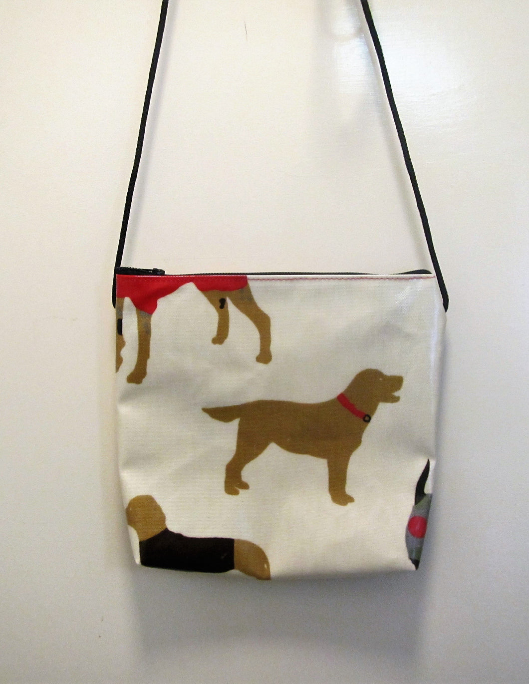 Beautiful handcrafted dog wax fabric dog walking messenger bag