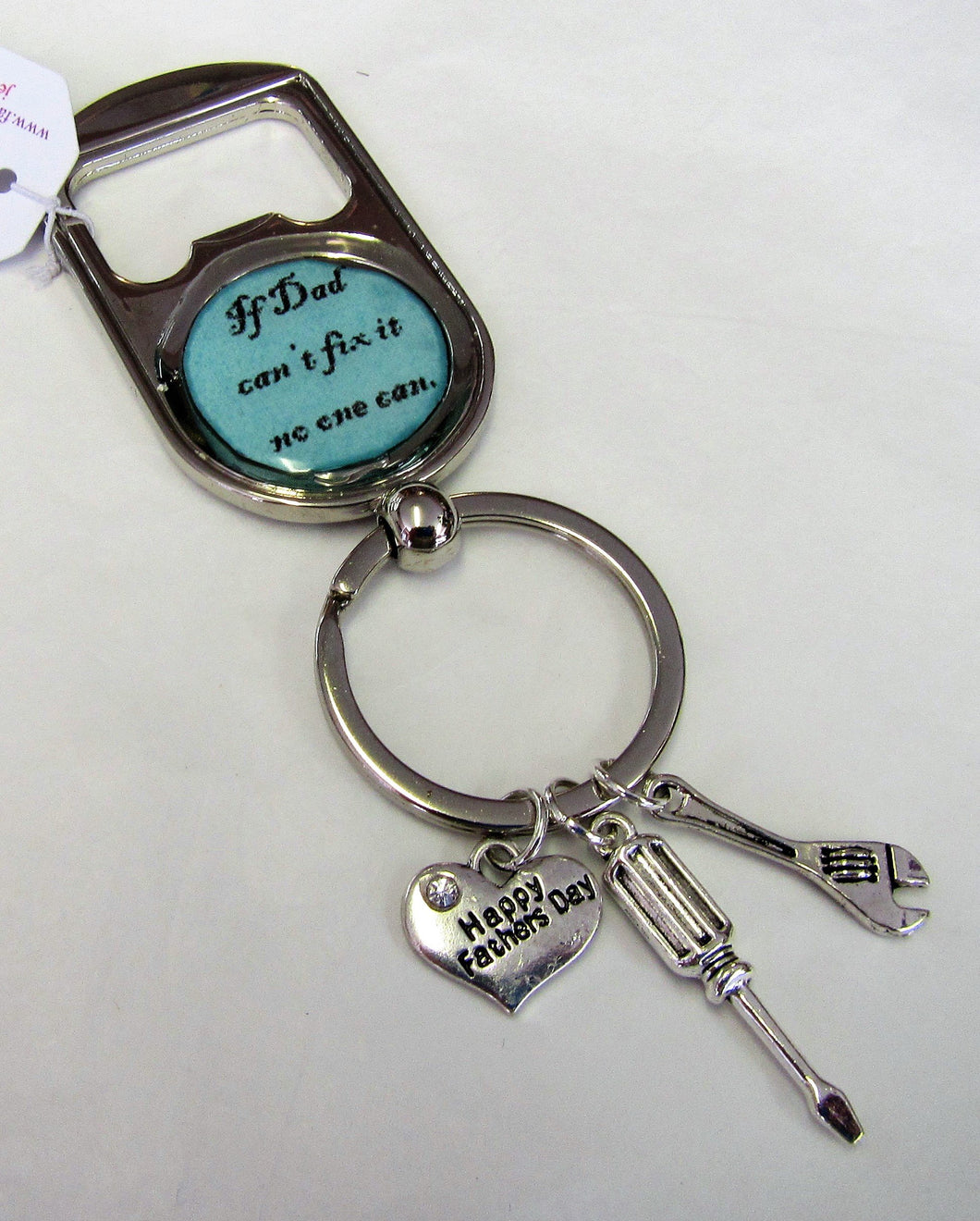Beautiful unique handcrafted Father's Day key rings with bottle opener