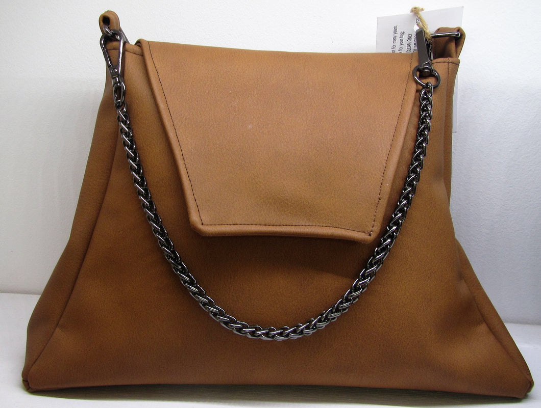 Beautiful handcrafted brown flux leather fabric handbag