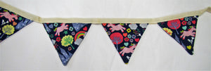 Beautiful handcrafted pink and blue unicorn and castles fabric bunting