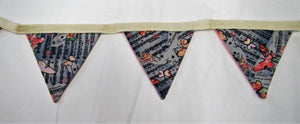 Beautiful handcrafted musical butterfly fabric bunting