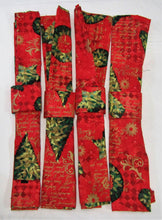 Load image into Gallery viewer, Beautiful handcrafted sets of 4 fabric Christmas napkins with napkin rings