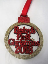 Load image into Gallery viewer, Beautiful handcrafted Christmas glitter &quot;Baby&#39;s first Christmas&quot; Tree decorations