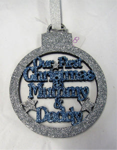 Beautiful handcrafted Christmas "First Christmas as Mummy & Daddy" Tree decorations