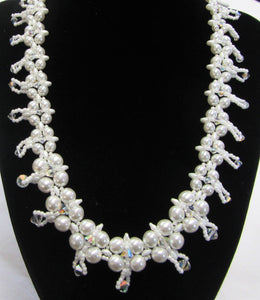 Beautiful handcrafted swarovski crystal and pearl necklace