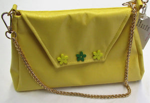 Beautiful handcrafted yellow flux leather fabric handbag