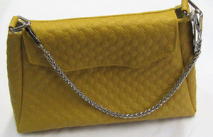 Beautiful handcrafted mustard flux leather fabric handbag