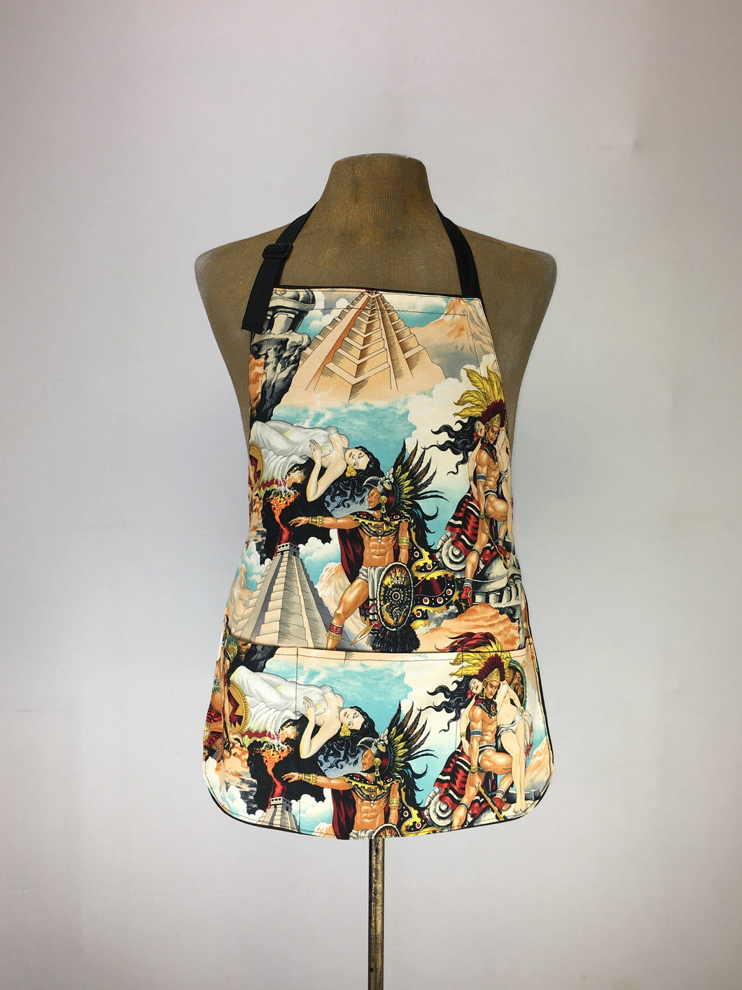 Aztec Legends print handcrafted double sided apron