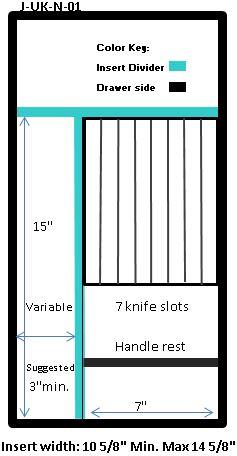 Craftsman Series - Style J Narrow Utensil Organizer & Cutlery Storage (J-UK-N-01) Drawer Interior Size Range: Width 10 5/8 - 14 5/8