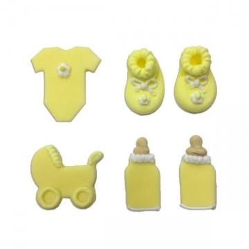 Anniversary House - 6 Yellow Baby Set Sugarcraft Toppers